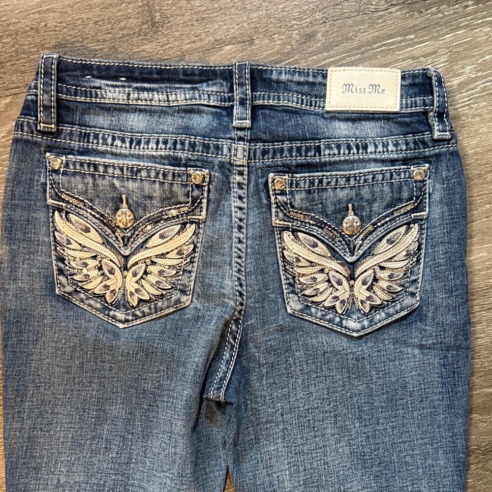 Miss Me Blue Skinny Jeans with Embroidered Pockets